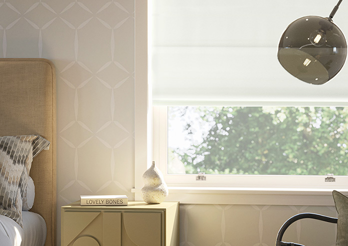 Akoya Faux Silk, Lustre White - Motorised Roman Blind - Image 5